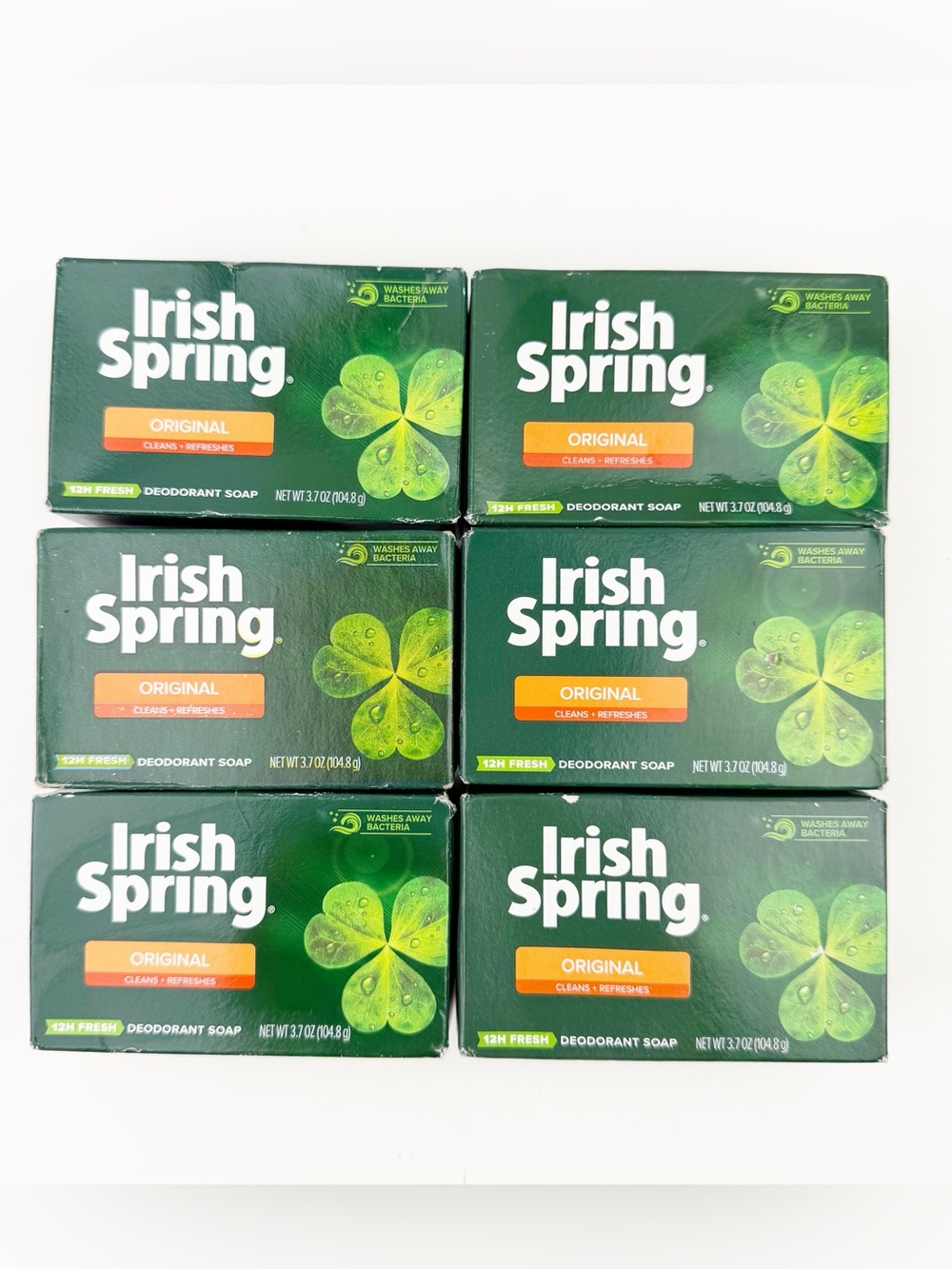 Irish Spring Original Deodorant Soap 6 Bars Tallow Formula No Flax 3.75 oz ea